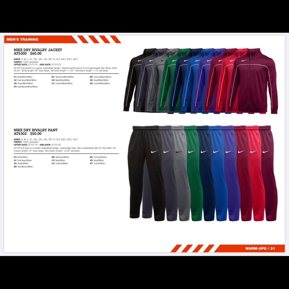 Men’s Nike basketball track suit